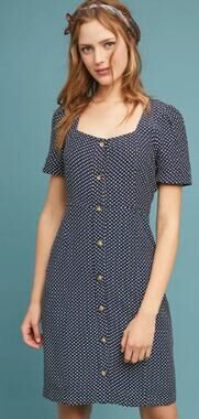 NWT MAEVE Anthropologie Cecile Dress Polka Dot Buttons Size 14
